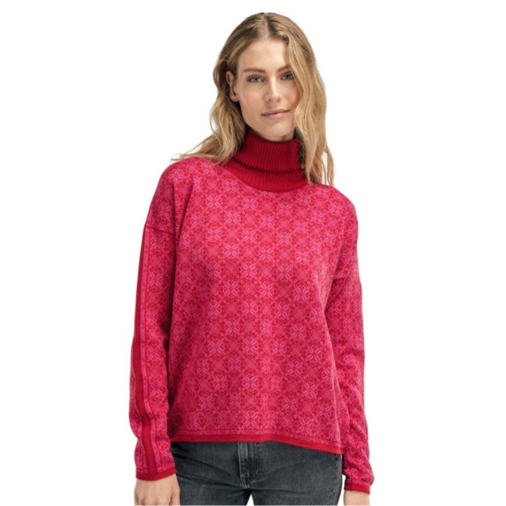 Dale of Norway Firda Womens Sweater Merino Wool Turtleneck Raspberry Allium L